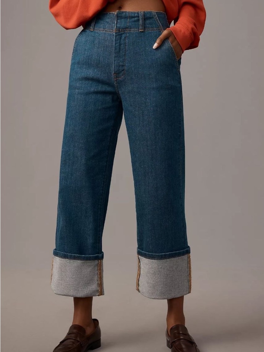 Anthropologie x Pilcro Cuffed Denim Capri Jeans Medium Wash Size 26 - Picture 2 of 11